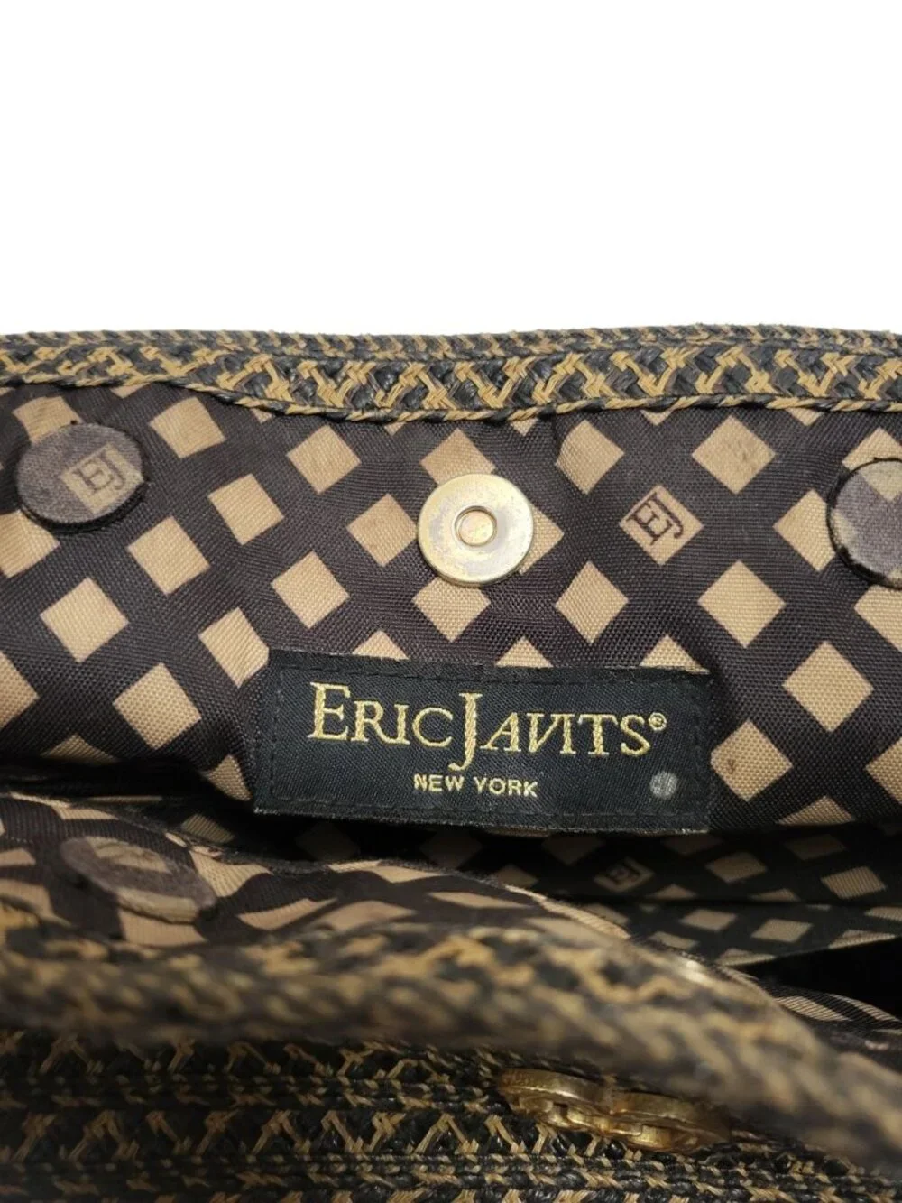 Eric Javits Woven Raffia Shoulder Bag Tote Double Handle Organizer